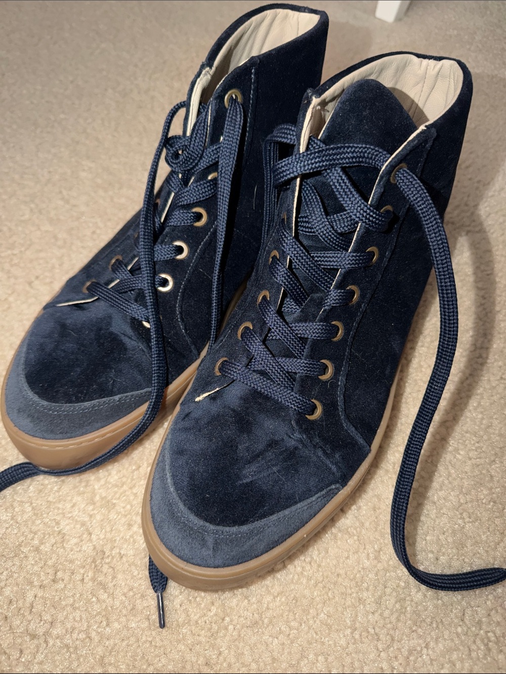 BODEN Navy Suede High-Top Sneakers with Gum Sole sz 41